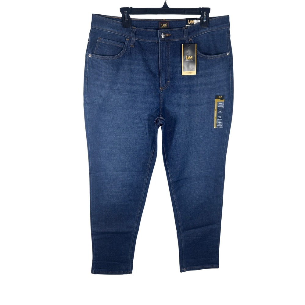 Lee Legendary Style 90s Taper Mid‎ Rise Jeans Dark Stream Medium Size 16 NEW